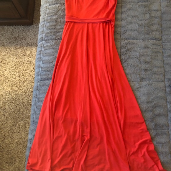 Vince Camuto one shoulder orange maxi dress. - Picture 2 of 4